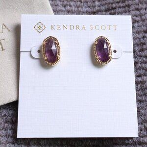New. Kendra Scott Ellie Gold Amethyst Stud Earrings